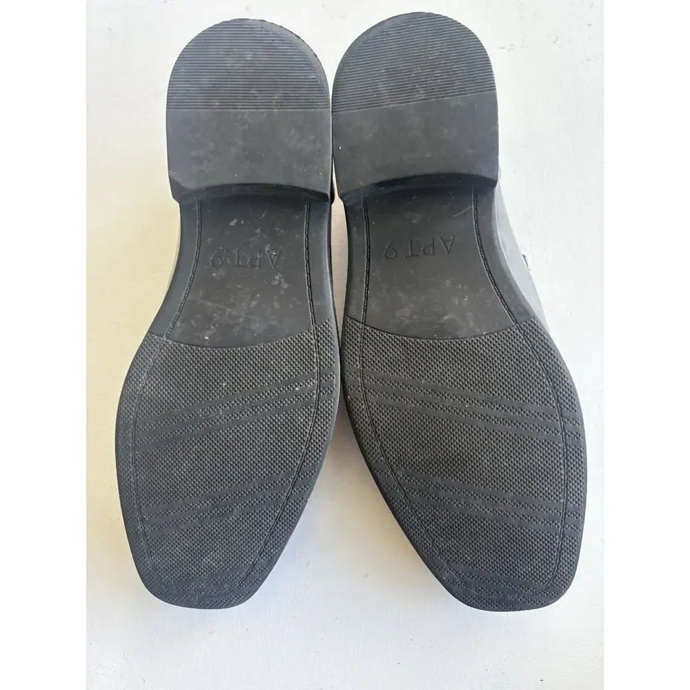 Apt 9 Slip On Dress Shoes Men 8 Black Glossy Faux Leather Sleek Formal